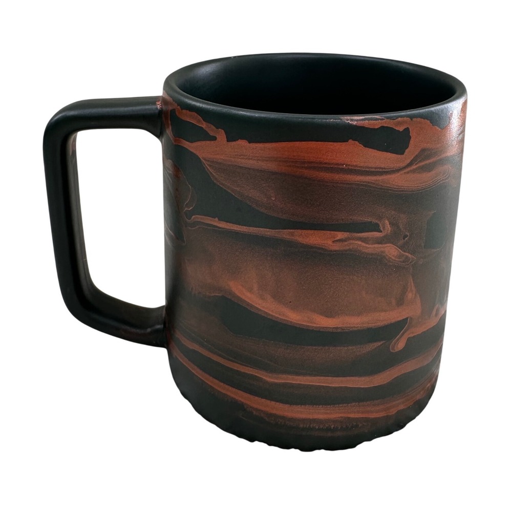 Starbucks Coffee Mug 2022 Matte Black Copper Marble Swirl 12oz‎ Ceramic Cup